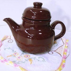 Vintage 1983 Rondo Gailstyn Japan Collectible Teapot Round 'Brown Betty' 6-cup